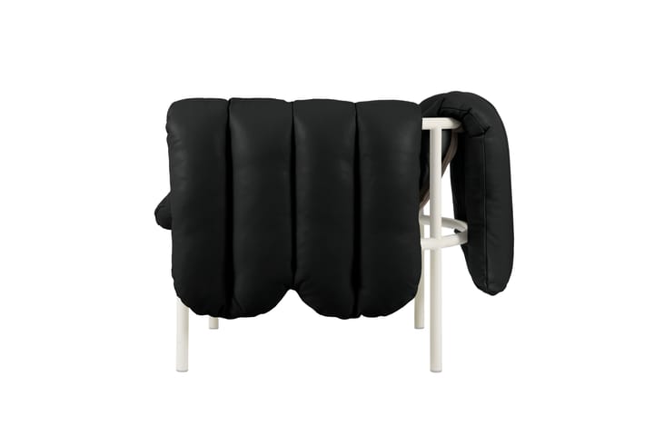 Sillón lounge Puffy, Black leather-cream Hem