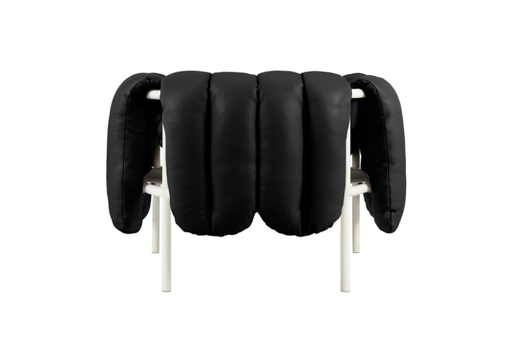 Sillón lounge Puffy, Black leather-cream Hem