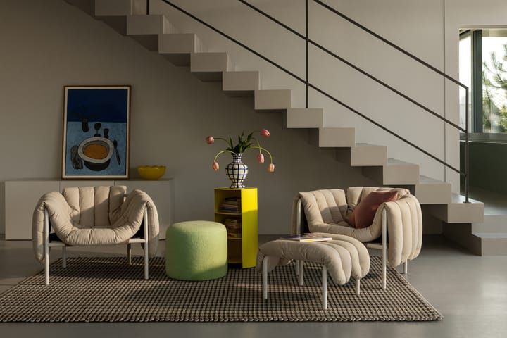 Sillón lounge Puffy, Dark green leather-acero inoxidable Hem