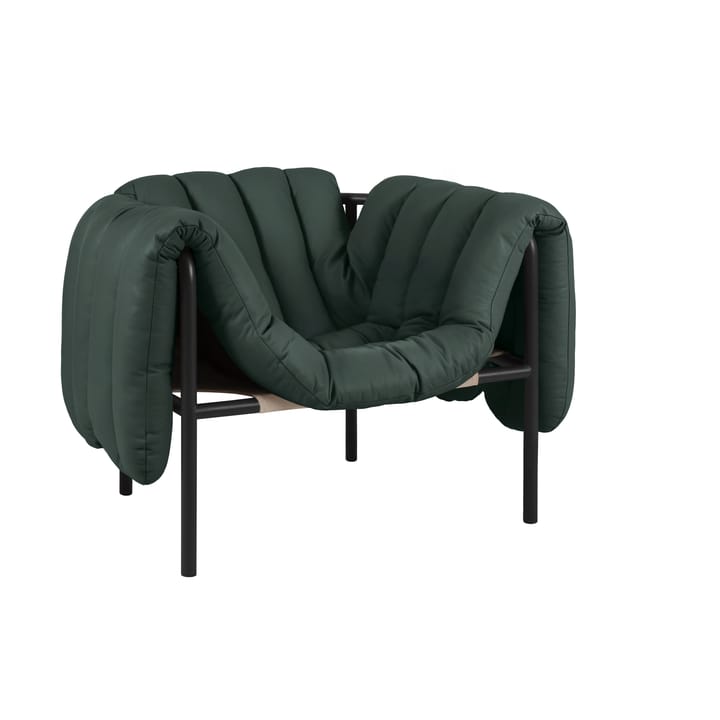 Sillón lounge Puffy - Dark green leather-black grey - Hem