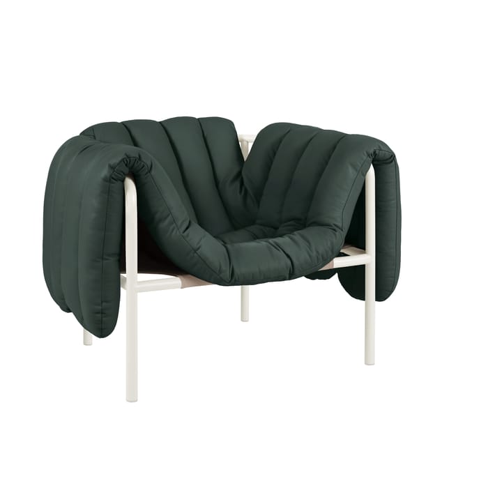 Sillón lounge Puffy - Dark green leather-cream - Hem