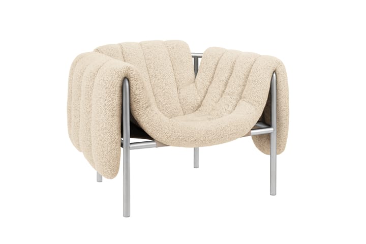 Sillón lounge Puffy, Eggshell-acero inoxidable Hem
