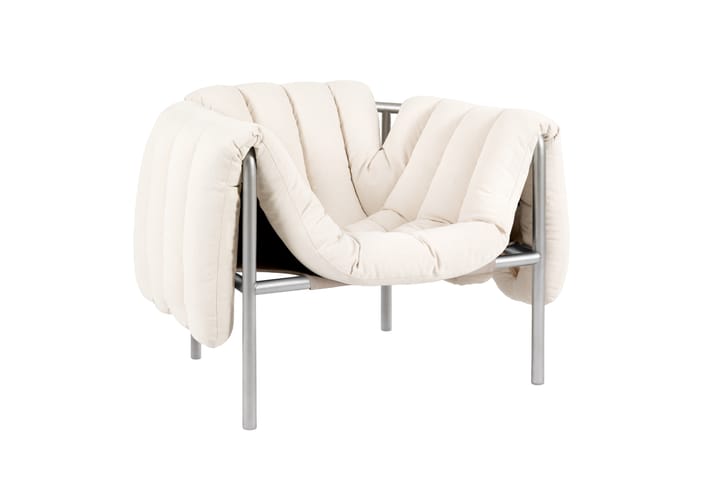 Sillón lounge Puffy, Natural-acero inoxidable Hem