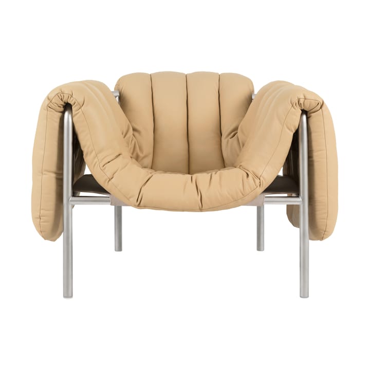 Sillón lounge Puffy - Sand leather-acero inoxidable - Hem