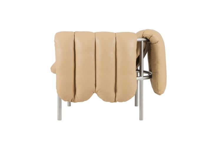 Sillón lounge Puffy, Sand leather-acero inoxidable Hem