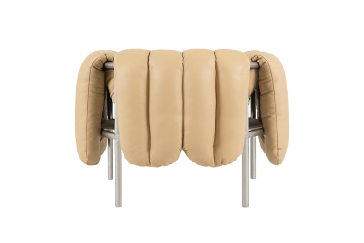 Sillón lounge Puffy, Sand leather-acero inoxidable Hem