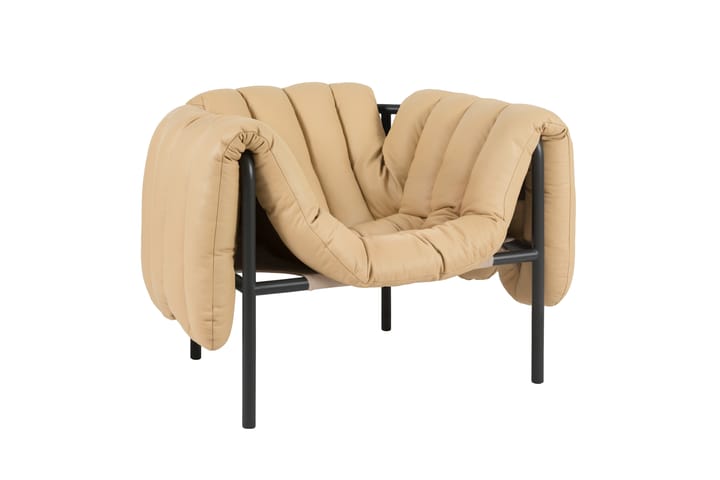 Sillón lounge Puffy, Sand leather-black grey Hem