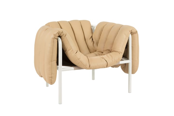 Sillón lounge Puffy, Sand leather-cream Hem