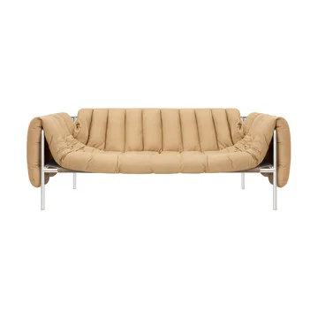 Sofá de 2,5 plazas Puffy 205 cm - Sand leather-acero inoxidable - Hem
