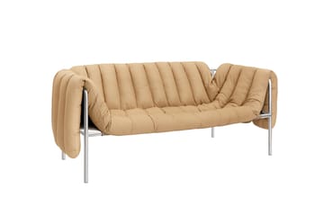 Sofá de 2,5 plazas Puffy 205 cm - Sand leather-acero inoxidable - Hem