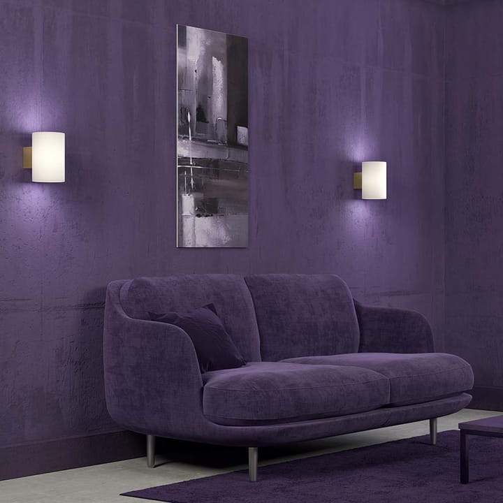 Aplique de pared Evoke L, Latón satinado-vidrio blanco Herstal