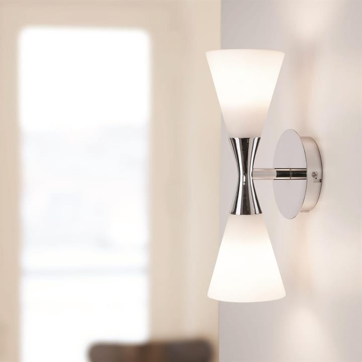Aplique de pared Harlekin Duo, cromo-blanco Herstal