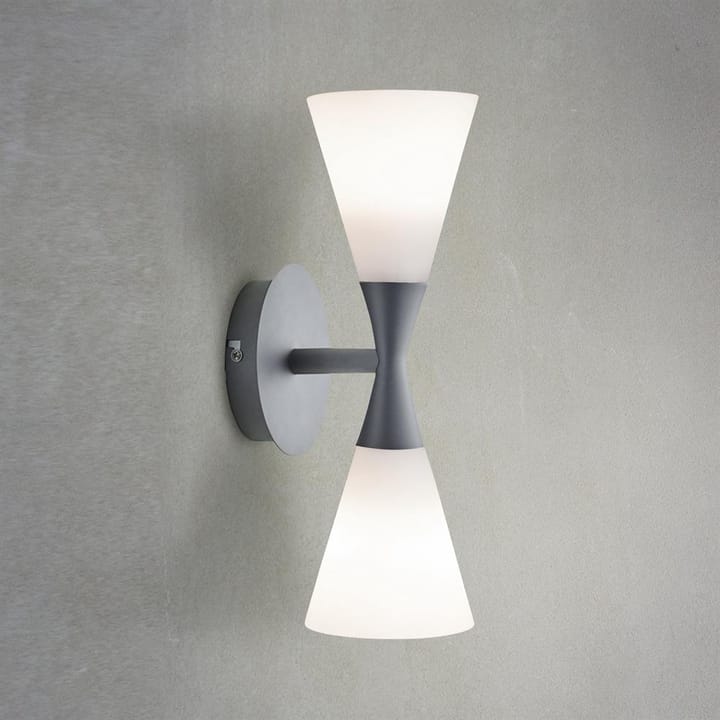 Aplique de pared Harlekin Duo, gris grafito-blanco Herstal