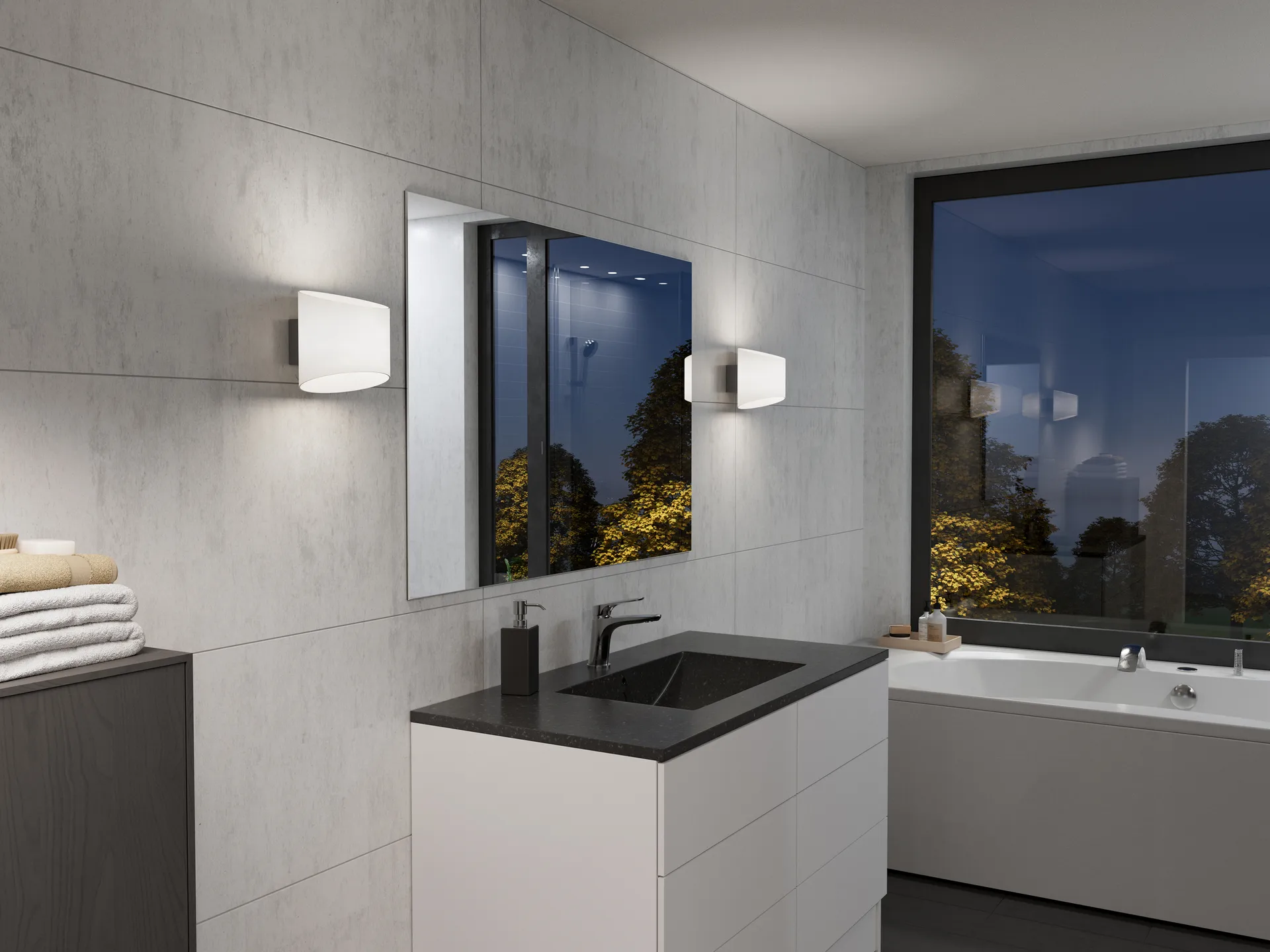 Aplique de pared oval Evoke, Antracita-vidrio opalino Herstal