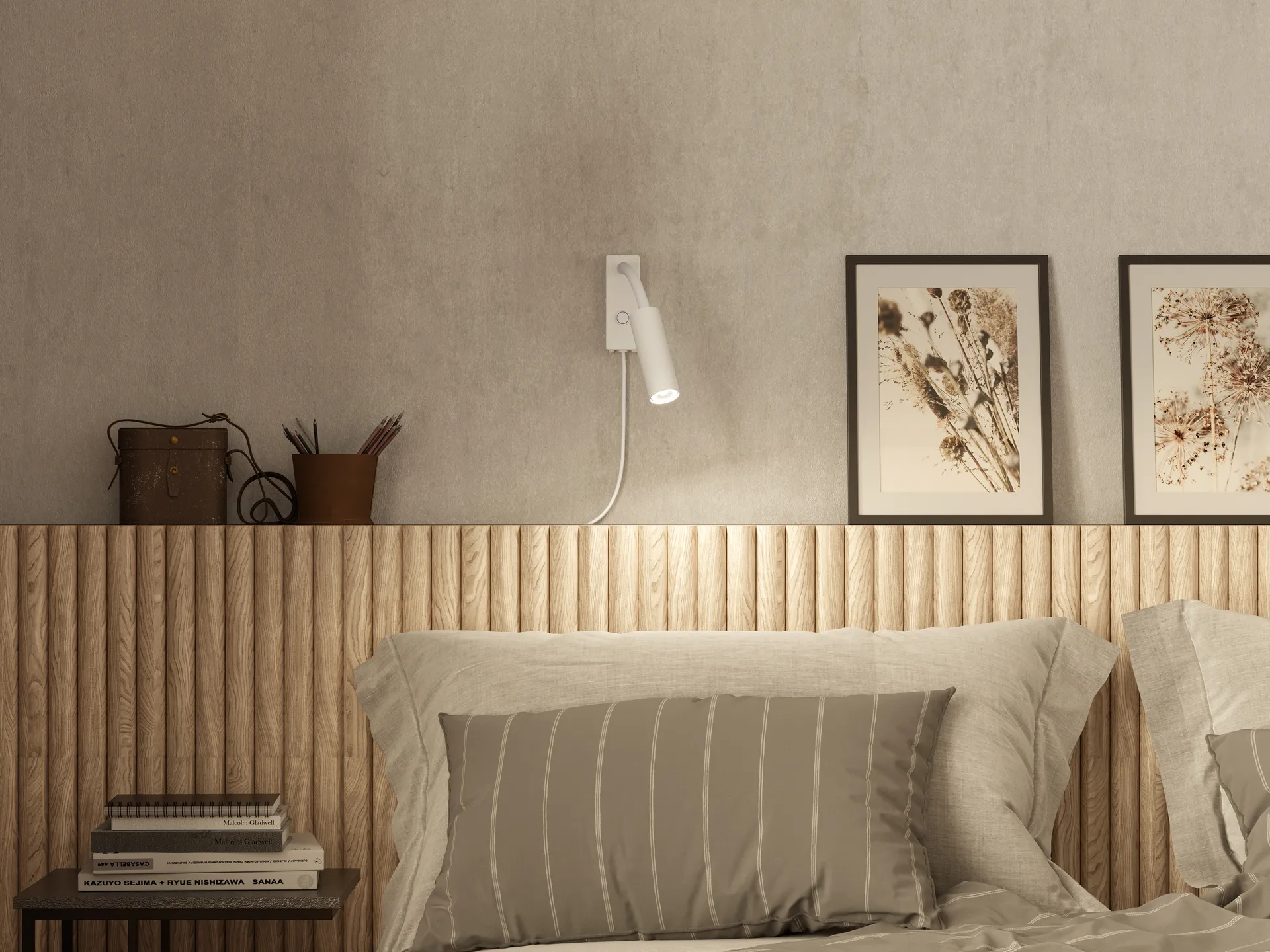 Aplique de pared Pipeline, Blanco mate, flex Herstal