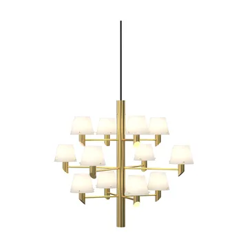 Lámpara araña Gil krona 12 - Satin brass-cristal opalino - Herstal
