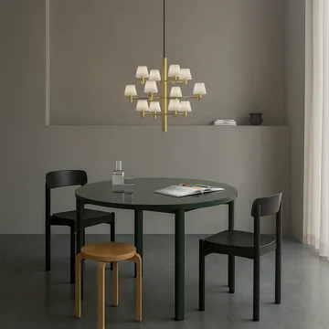 Lámpara araña Gil krona 12 - Satin brass-cristal opalino - Herstal