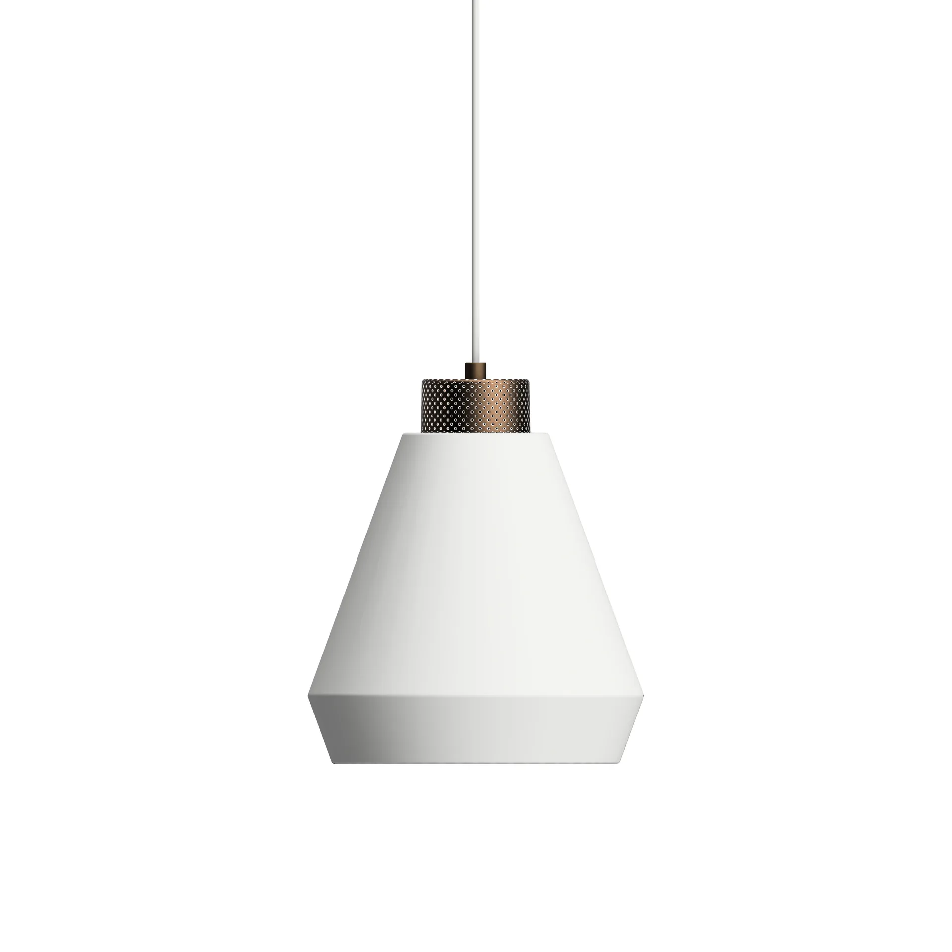 Lámpara colgante Edge medium, blanco mate-Bronce Herstal