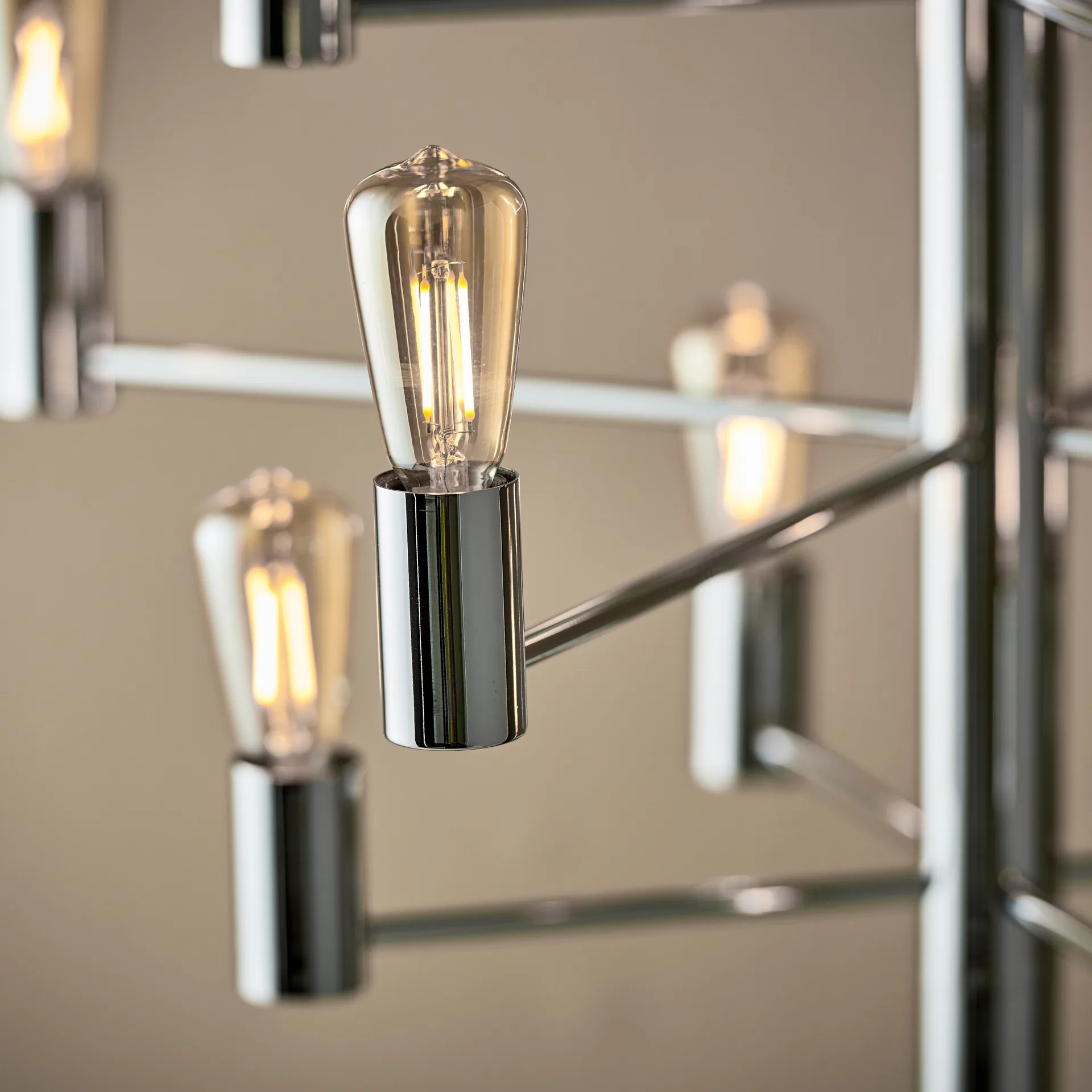 Lámpara de araña Manola 12, cromo Herstal