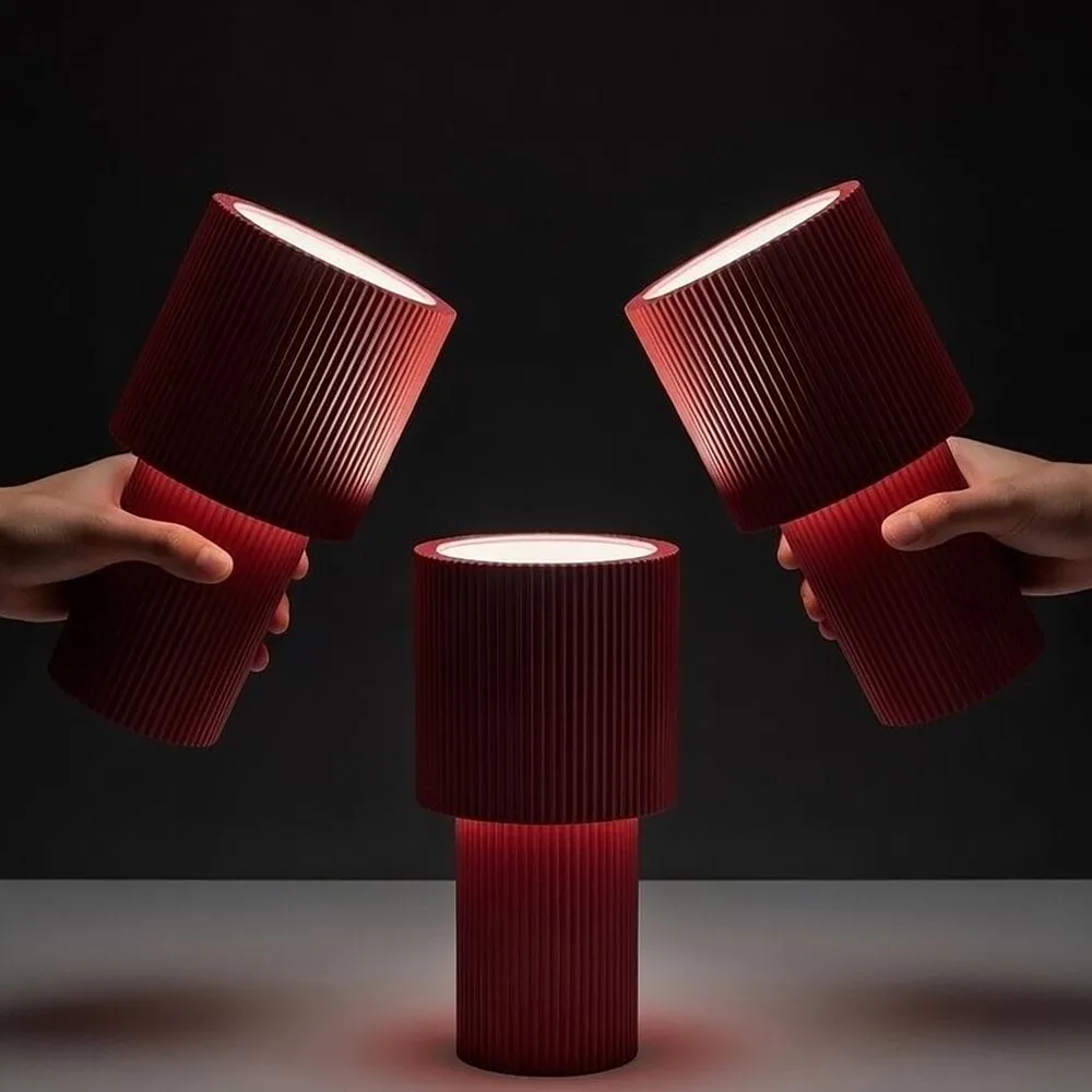 Lámpara de mesa portátil Iluma, Rojo Herstal