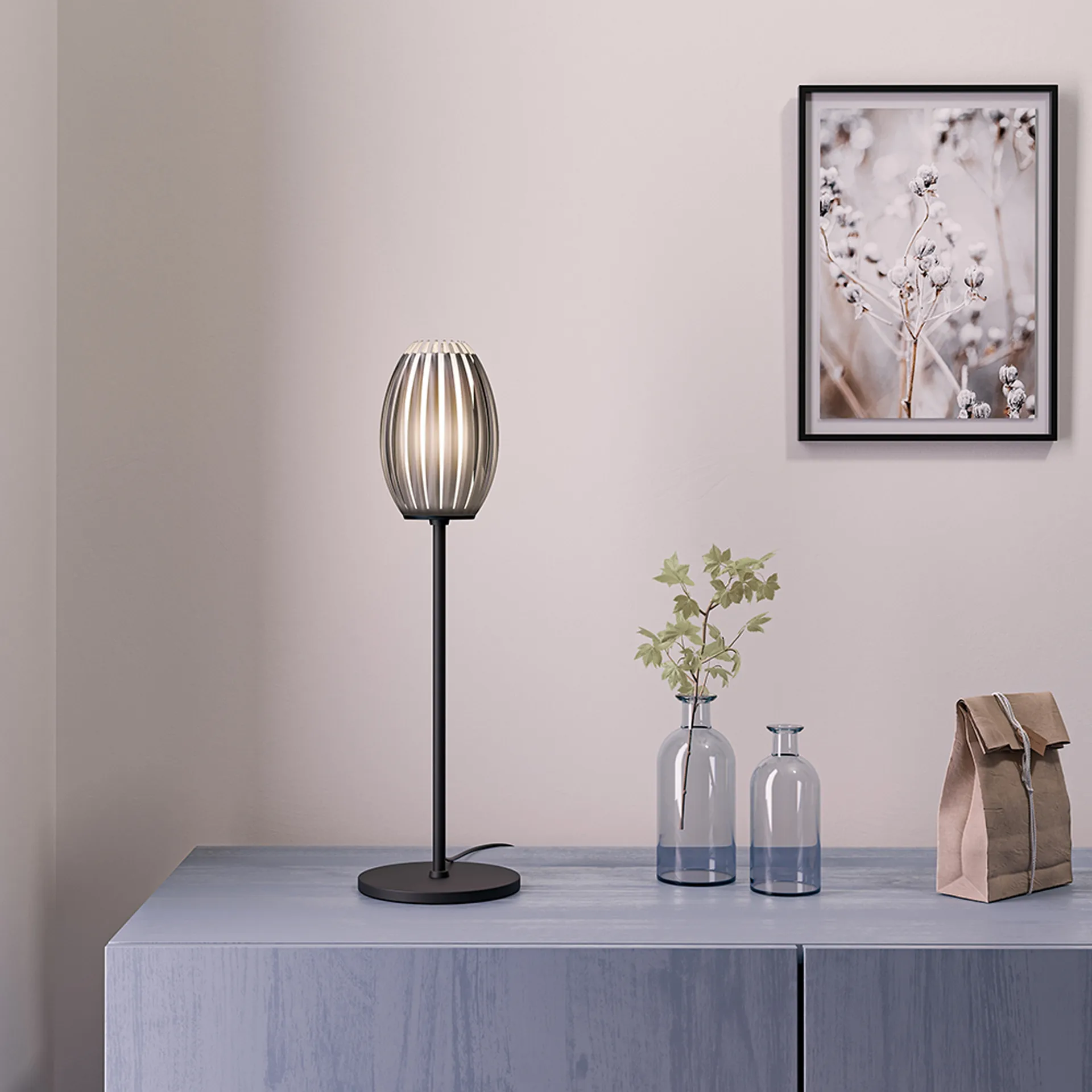 Lámpara de mesa Tentacle 50 cm, Negro-ahumado Herstal