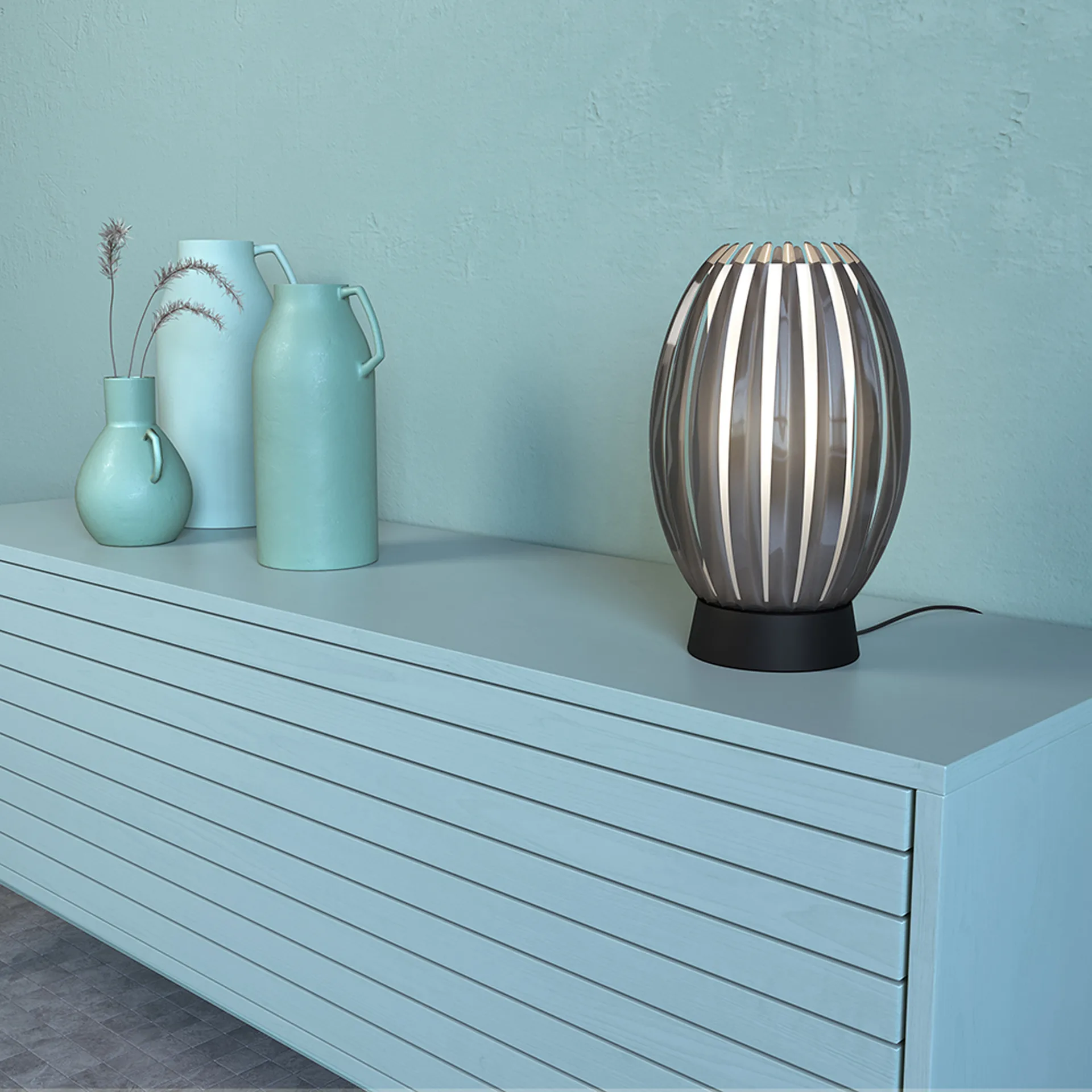 Lámpara de mesa Tentacle M 34 cm, Negro-ahumado Herstal