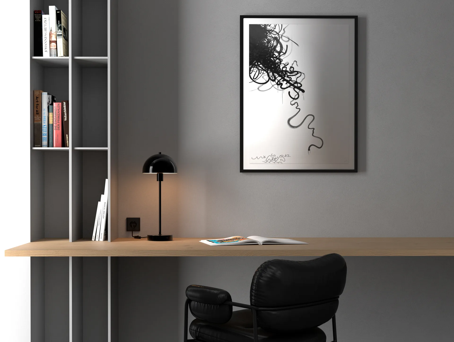 Lámpara de mesa Vienda, Negro brillante Herstal