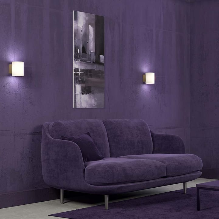 Lámpara de pared Evoke S, Latón satinado-vidrio blanco Herstal