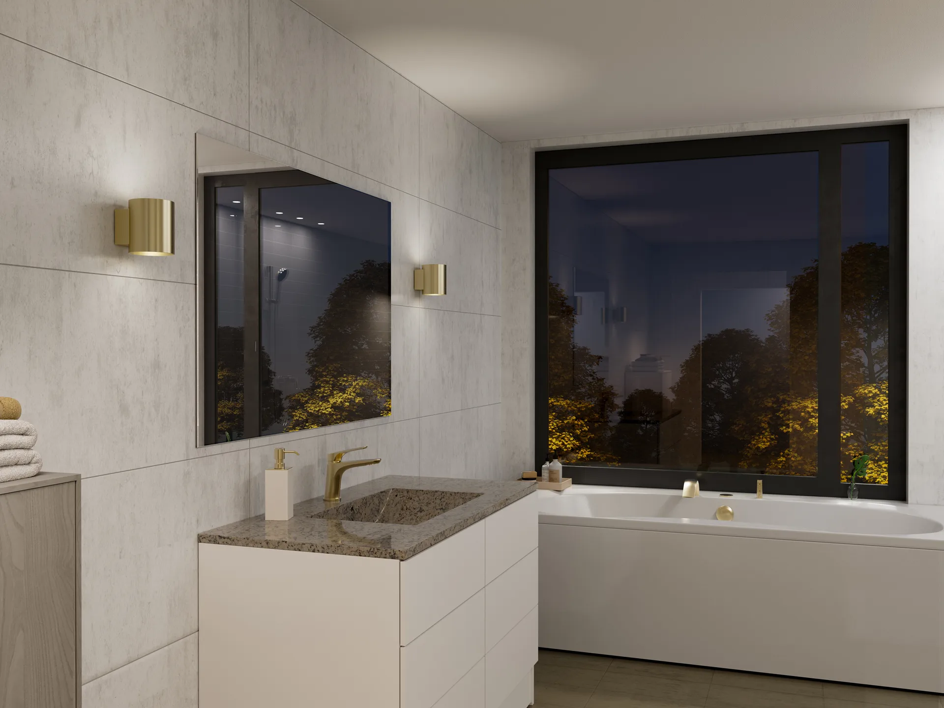 Lámpara de pared Evoke S, Satin brass Herstal