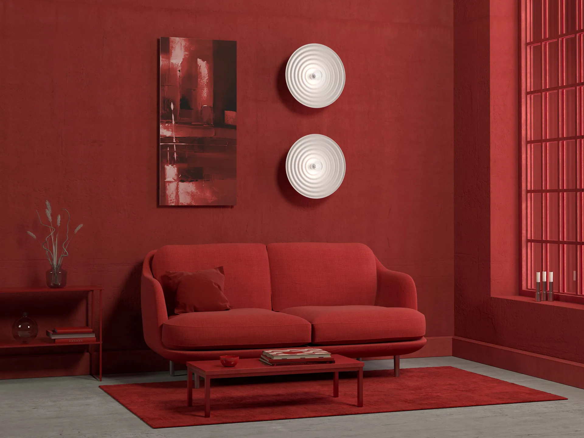 Lámpara de pared Sound medium, blanco mate Herstal