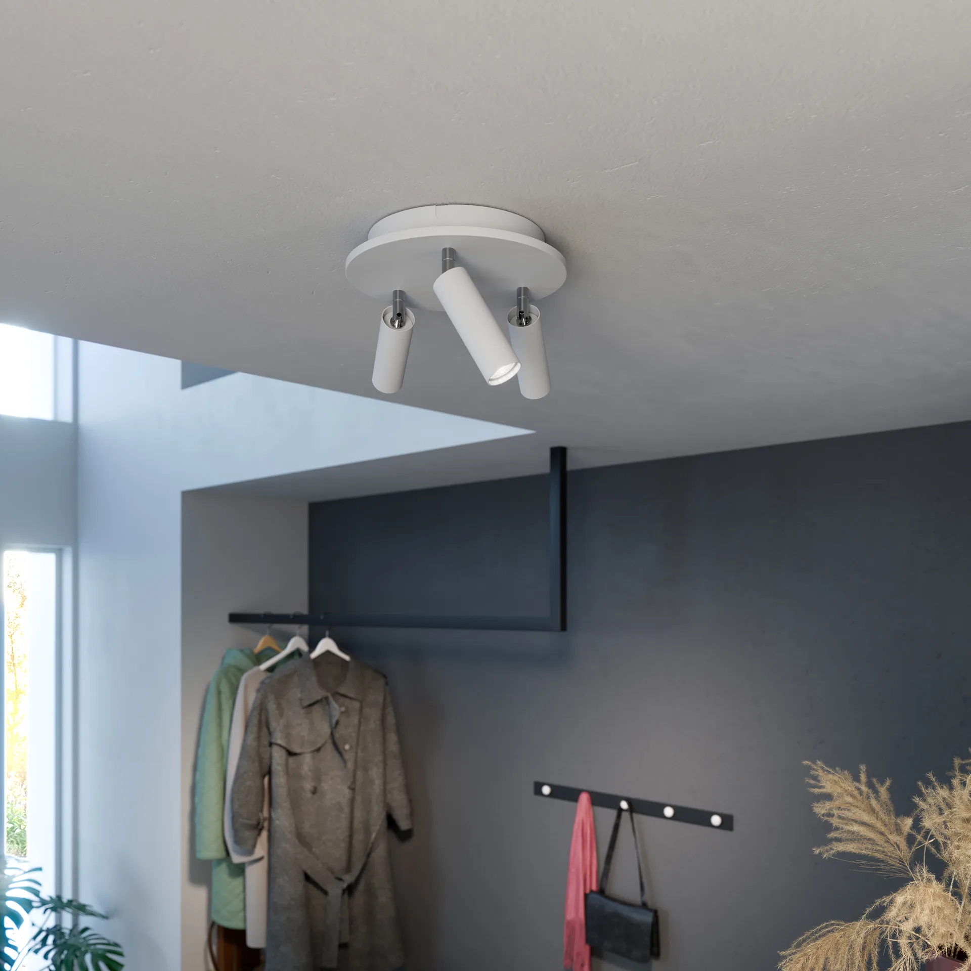 Lámpara Pipeline spotlight round 3, Blanco mate Herstal