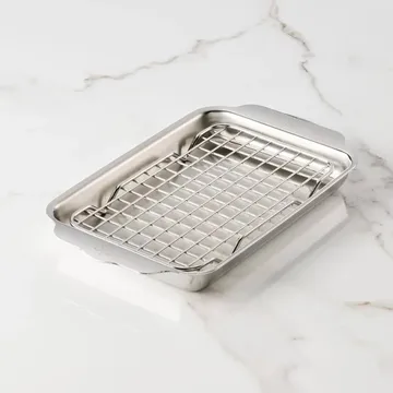 Hestan Ovenbond bandeja de horno con rejilla de enfriamiento - Acero inoxidable, 16,8x28,8 cm - Hestan