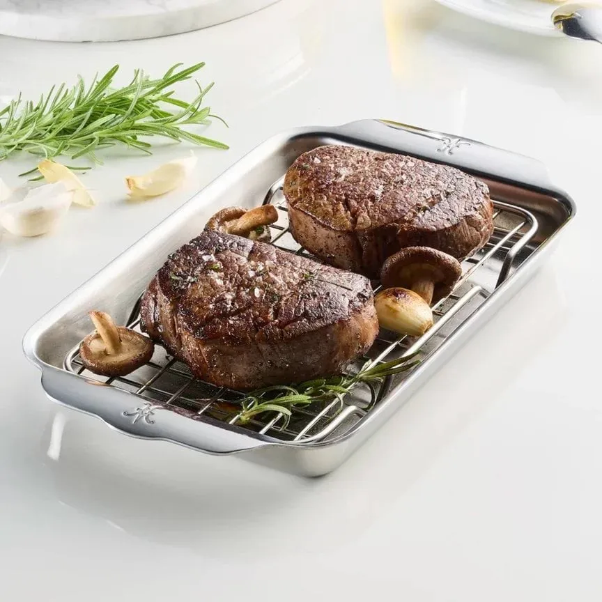 Hestan Ovenbond bandeja de horno con rejilla de enfriamiento, Acero inoxidable, 16,8x28,8 cm Hestan