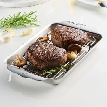 Hestan Ovenbond bandeja de horno con rejilla de enfriamiento - Acero inoxidable, 16,8x28,8 cm - Hestan