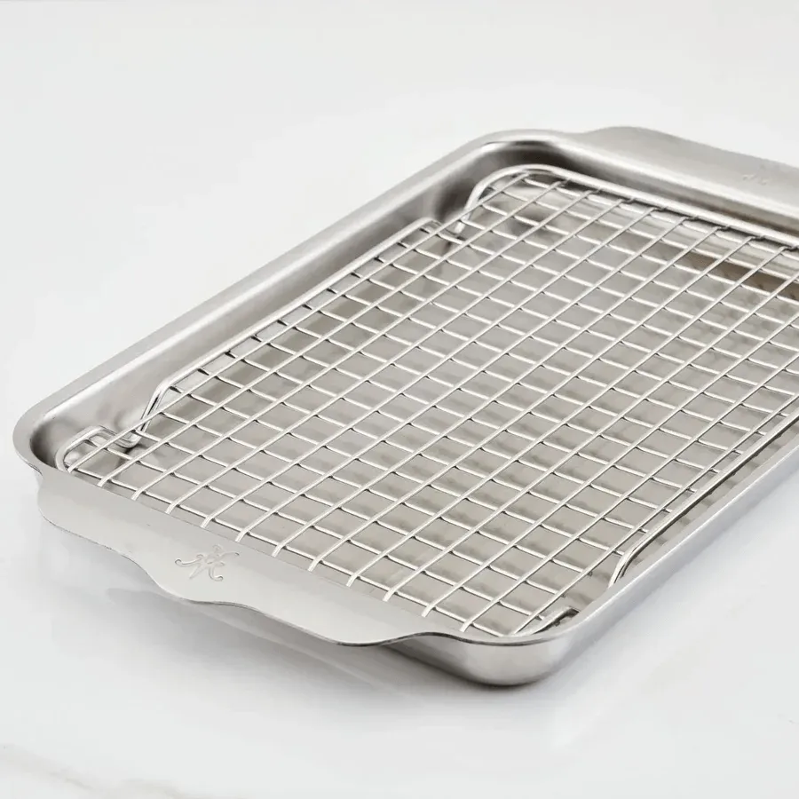 Hestan OvenBond sartén de cuarzo con rejilla para horno, Acero inoxidable, 24x39 cm Hestan