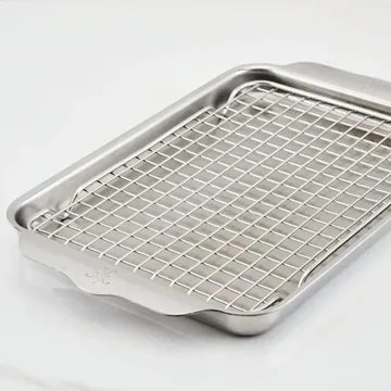 Hestan OvenBond sartén de cuarzo con rejilla para horno - Acero inoxidable, 24x39 cm - Hestan