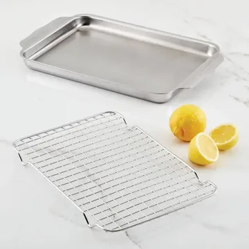 Hestan OvenBond sartén de cuarzo con rejilla para horno - Acero inoxidable, 24x39 cm - Hestan