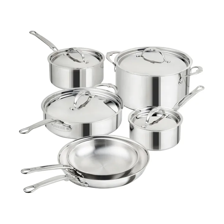 Juego de ollas y sartenes Hestan ProBond Luxe - Acero inoxidable, 10 piezas - Hestan