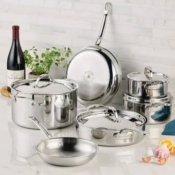 Juego de ollas y sartenes Hestan ProBond Luxe - Acero inoxidable, 10 piezas - Hestan