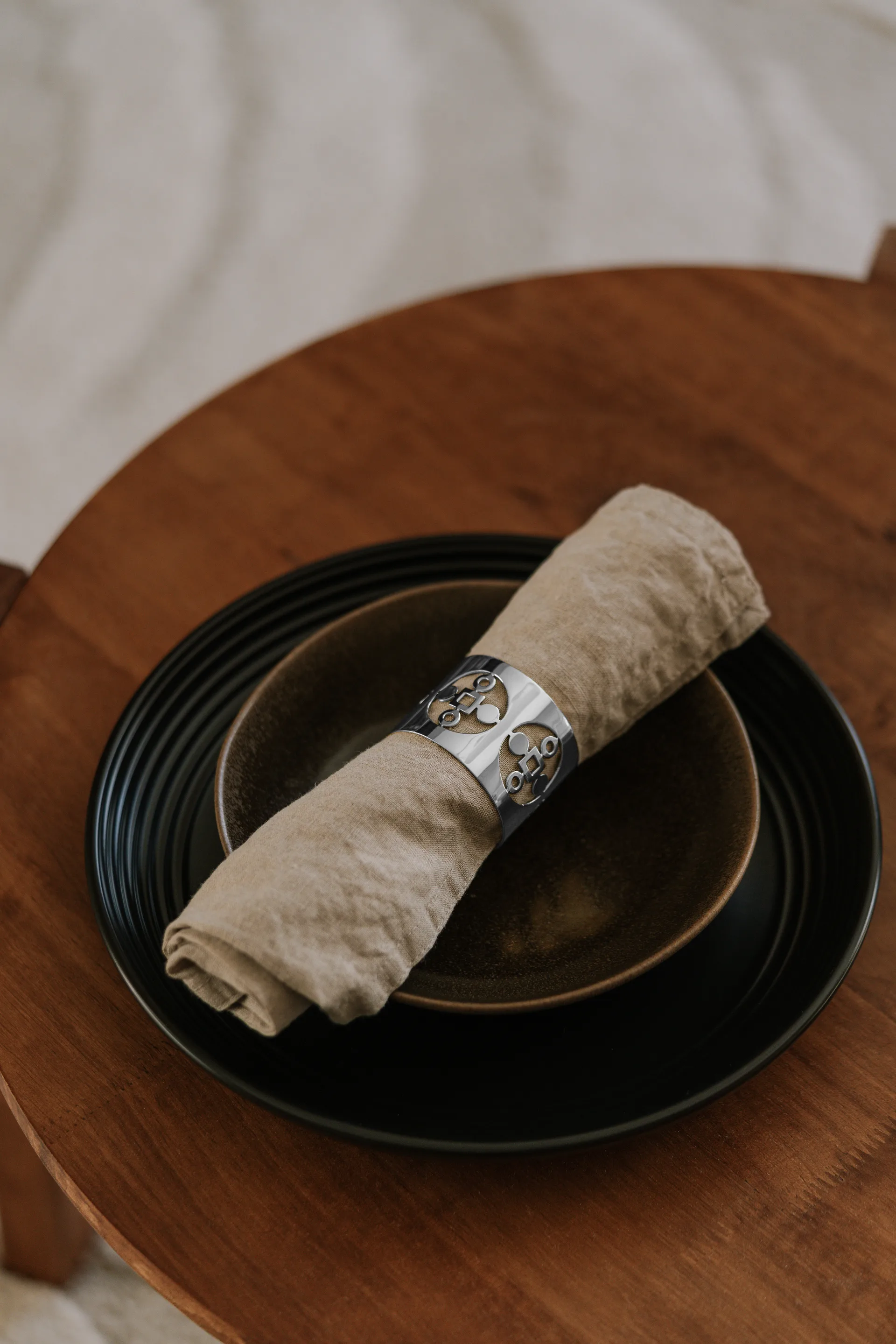 2 Anillos servilleteros Anima Gemella, Latón niquelado Hilke Collection