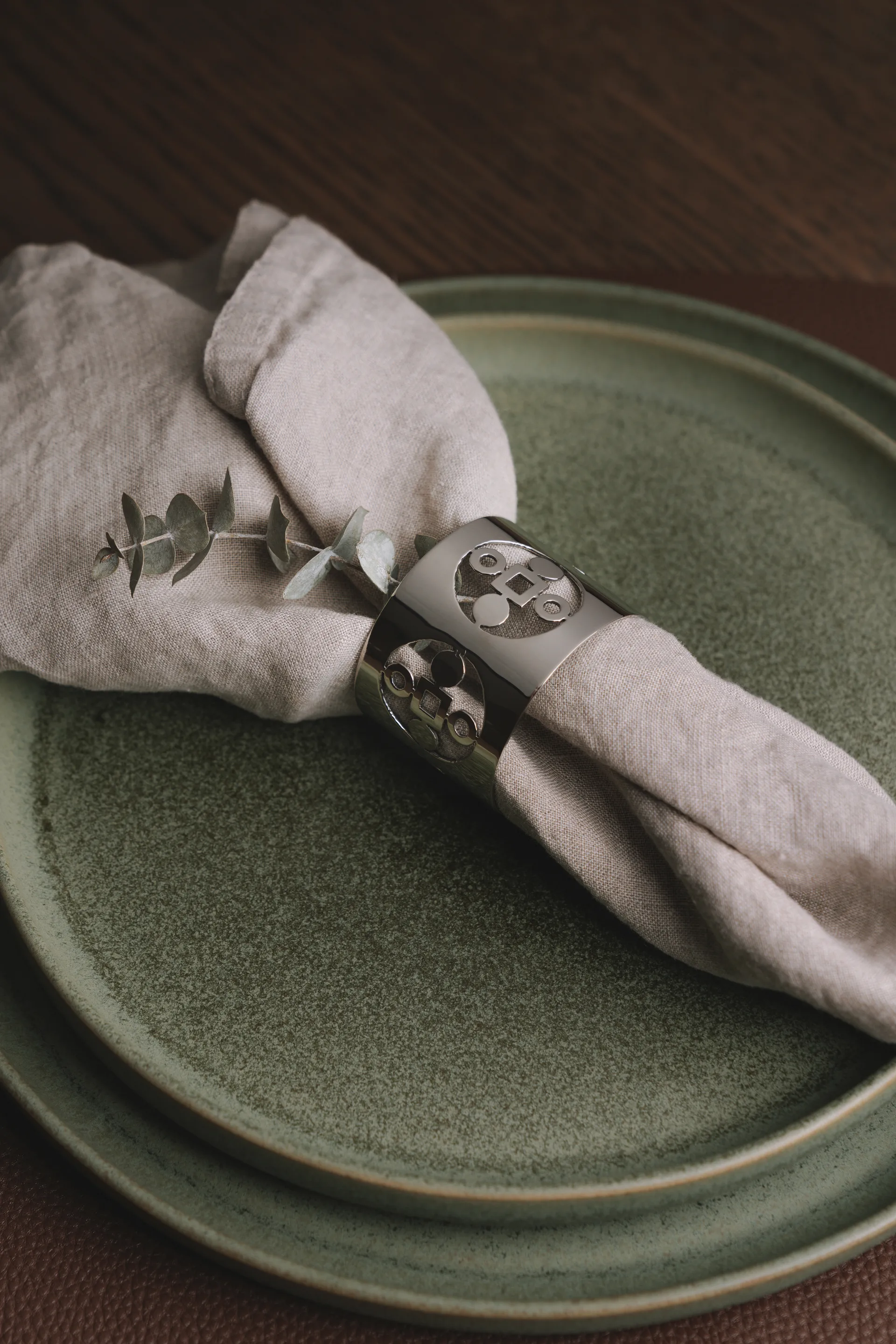 2 Anillos servilleteros Anima Gemella, Latón niquelado Hilke Collection