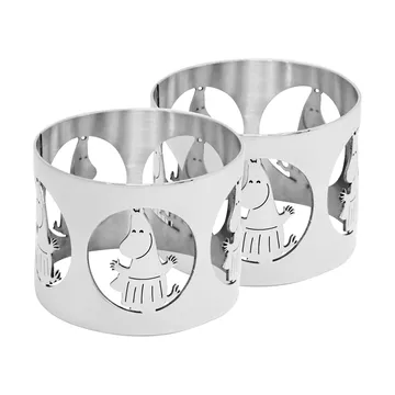 2 Anillos servilleteros Hilke X Mumins mamá Moomin - Latón niquelado - Hilke Collection