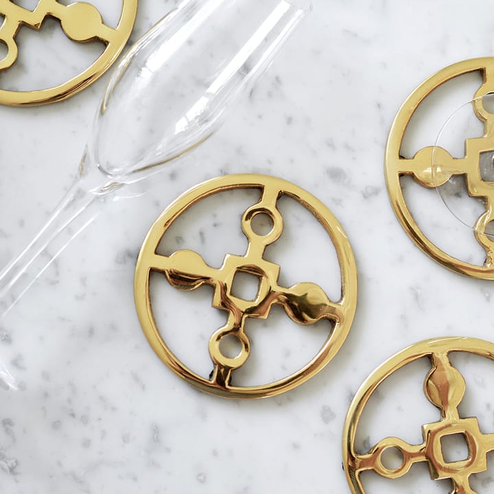 4 Posavasos Anima Gemella, latón macizo Hilke Collection