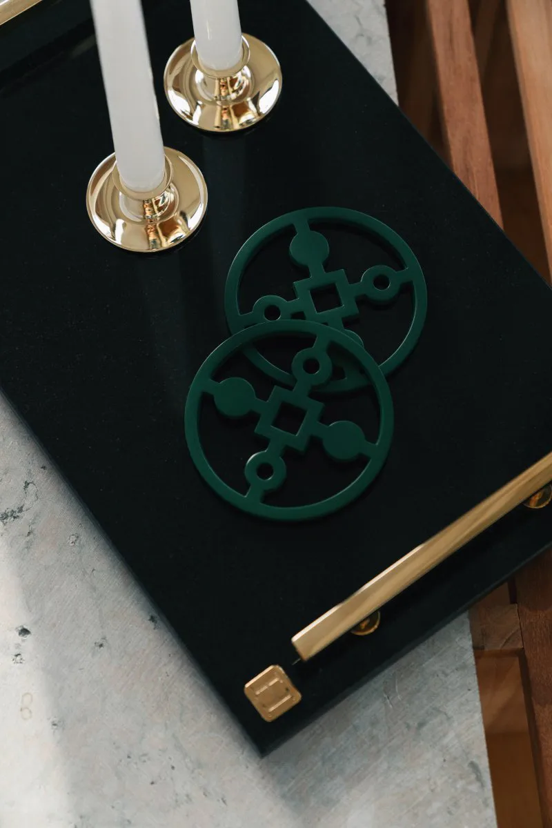 4 Posavasos Anima Gemella, verde Hilke Collection