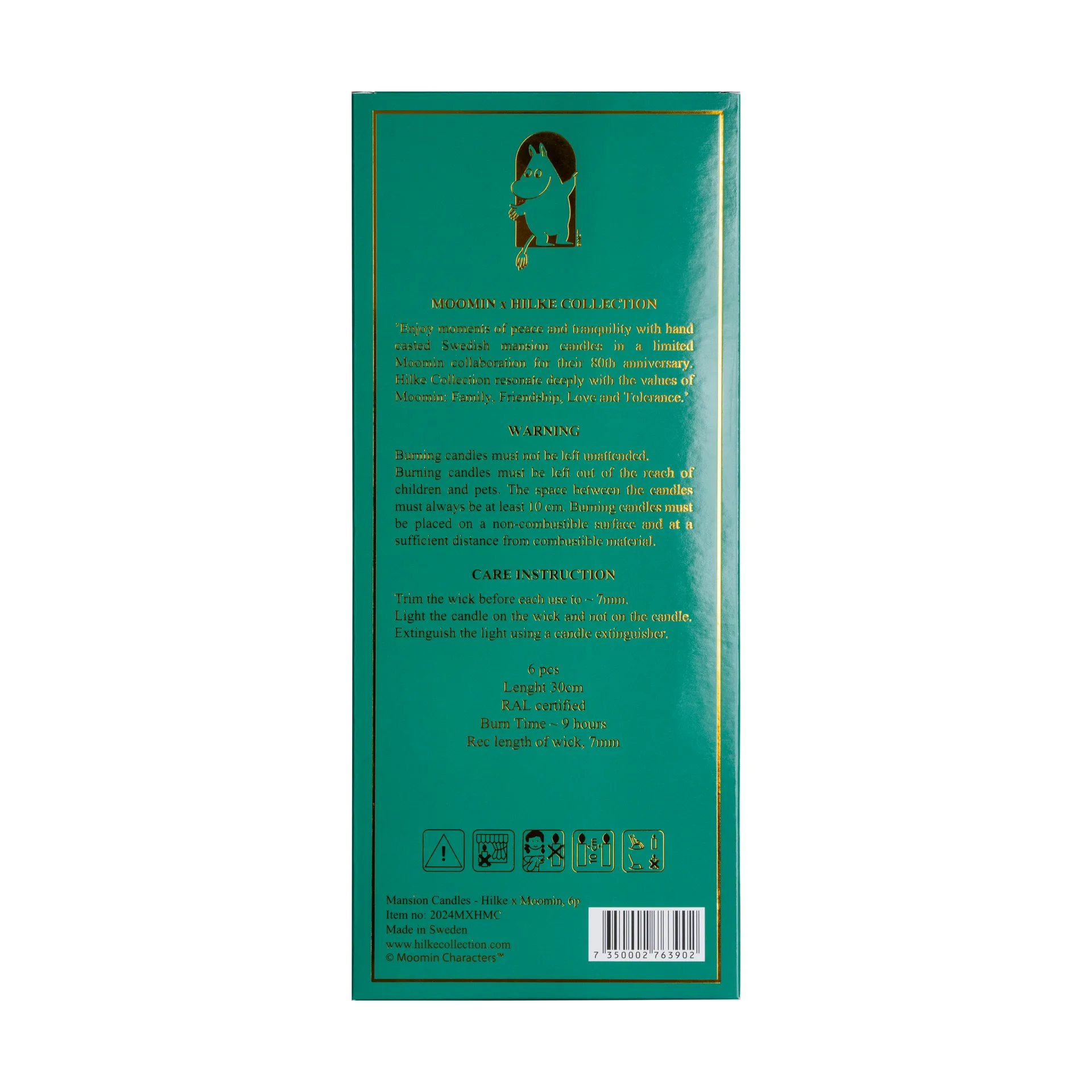 6 Velas Herrgårdsljus 30 cm, Moomin Hilke Collection