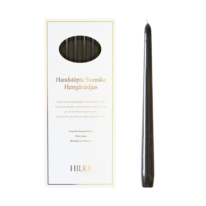 6 Velas Herrgårdsljus 30 cm - Negro brillo - Hilke Collection
