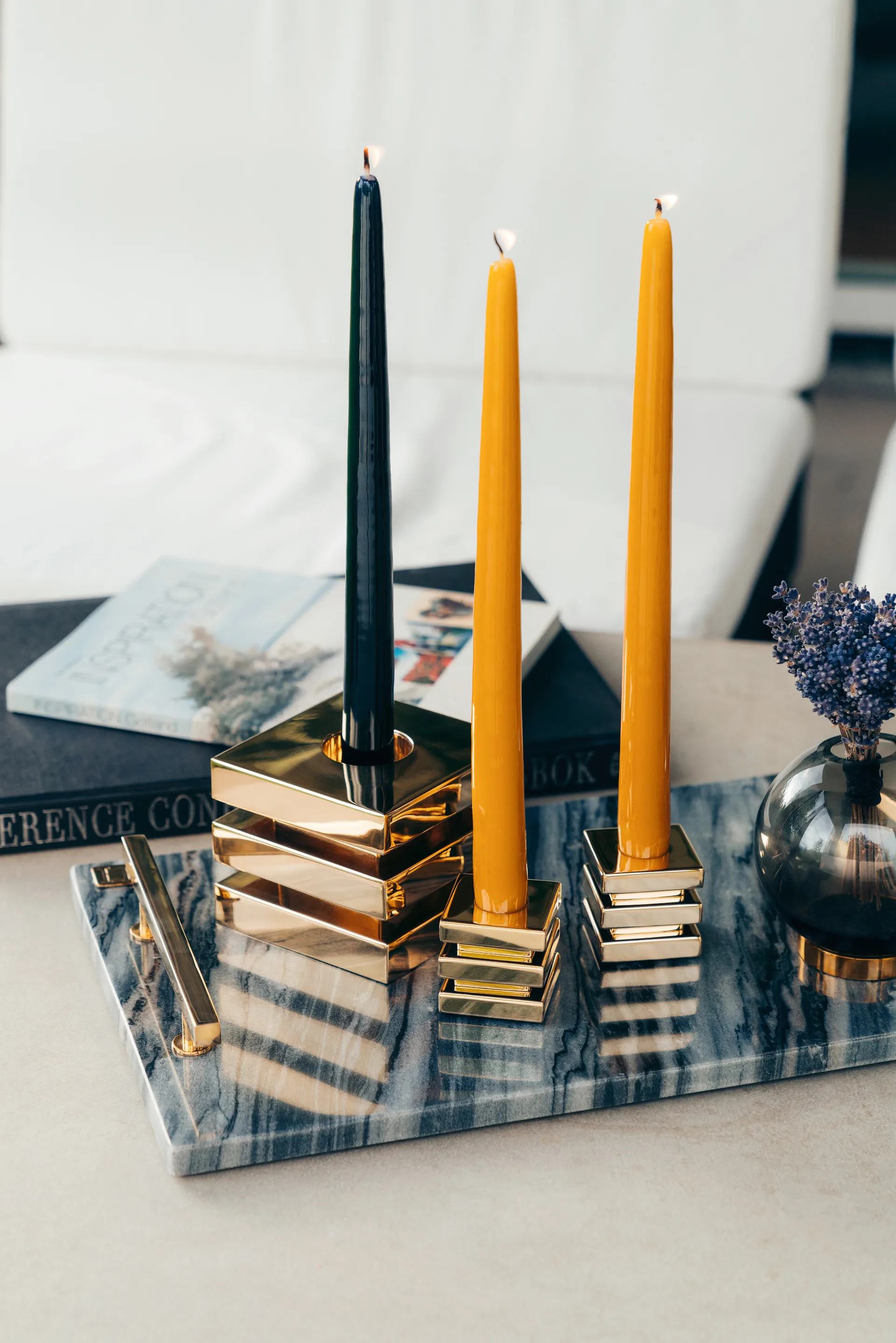 6 Velas Herrgårdsljus 30 cm, Negro brillo Hilke Collection