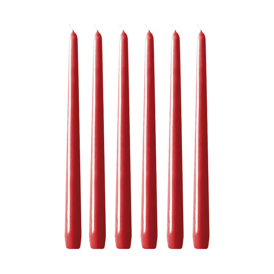 6 Velas Herrgårdsljus 30 cm, Rojo brillo Hilke Collection