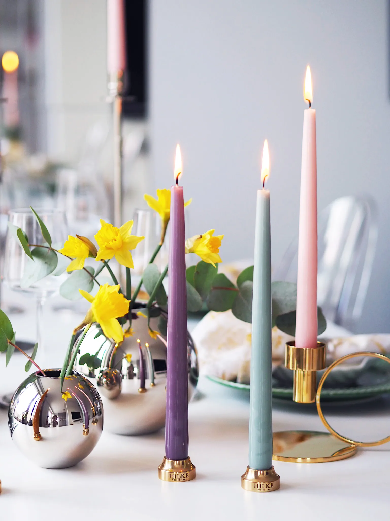 6 Velas Herrgårdsljus 30 cm, Rosa brillo Hilke Collection