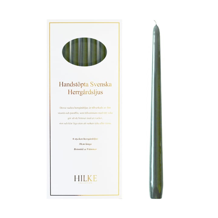 6 Velas Herrgårdsljus 30 cm, Verde antiguo Hilke Collection